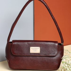 Teakwood Women Maroon Solid Leather Handheld Bag
