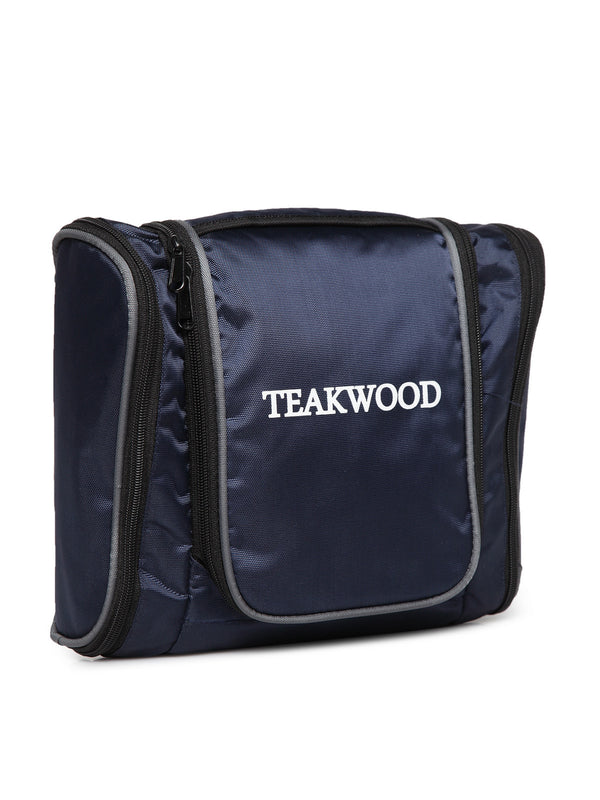 Teakwood Leathers Unisex Blue Solid Toiletry Kit