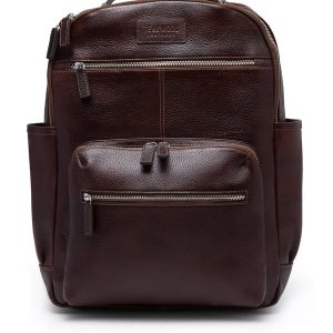 Teakwood Unisex Genuine Leather Dark Brown textured Backpack||Unisex Laptop Bag/Backpack