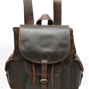 Teakwood Dark Brown Solid Genuine Leather Backpack - Clearance sale