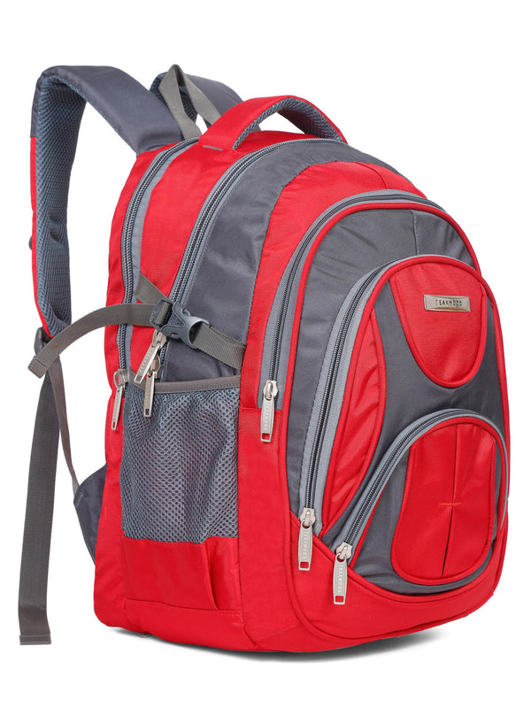 Teakwood Leather Unisex Solid Red 34L Medium Backpack - Image 3