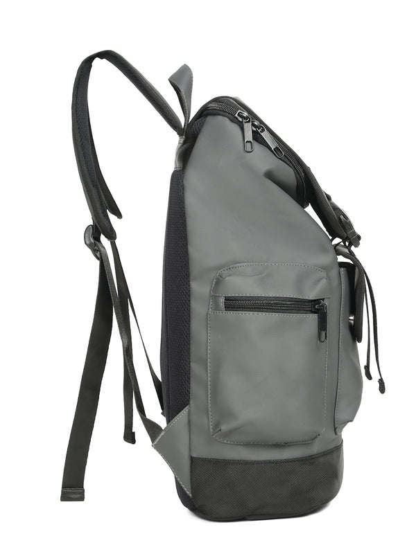Unisex Leather Grey Casual Backpack - Image 3