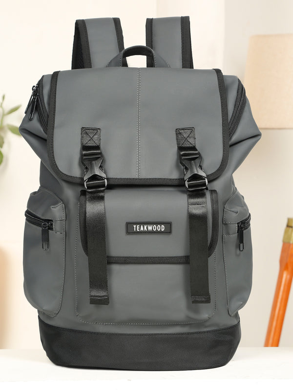 Unisex Leather Grey Casual Backpack
