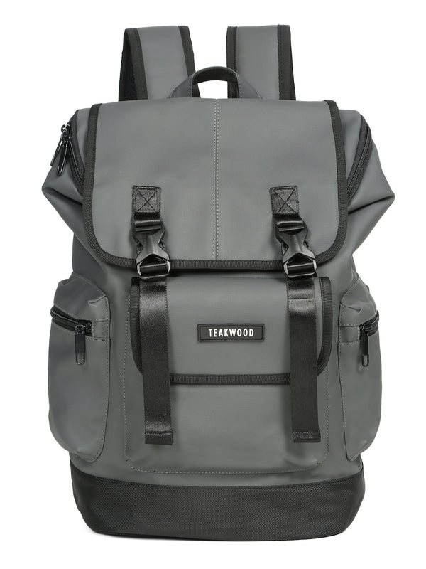 Unisex Leather Grey Casual Backpack - Image 5