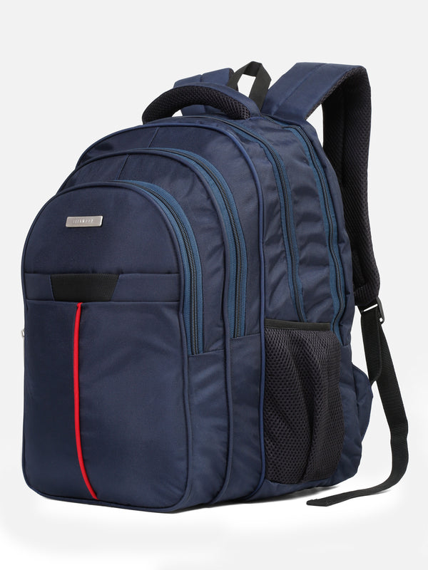 Teakwood leather unisex solid navy blue 25l medium backpack - Image 4