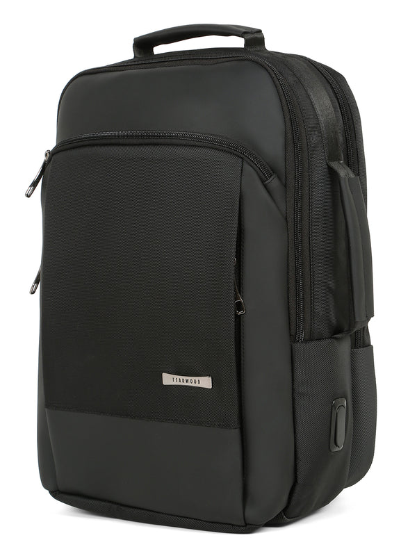 Teakwood Unisex Backpack with 15 inch Laptop Compartment & Water Resistance & USB Charging port - Image 2