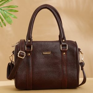 Women Brown Texture Leather Structured Bag