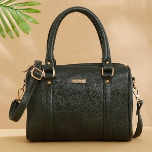 Women Green Texture Leather Structured Bag
