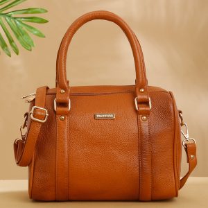 Women Tan Texture Leather Structured Bag