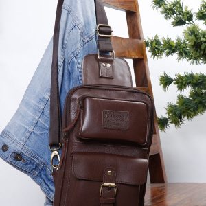Teakwood Genuine Leather Brown Cross Body Bag
