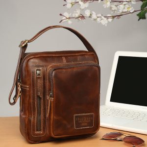 Teakwood Genuine Unisex Tan Genuine Leather Messenger Bag