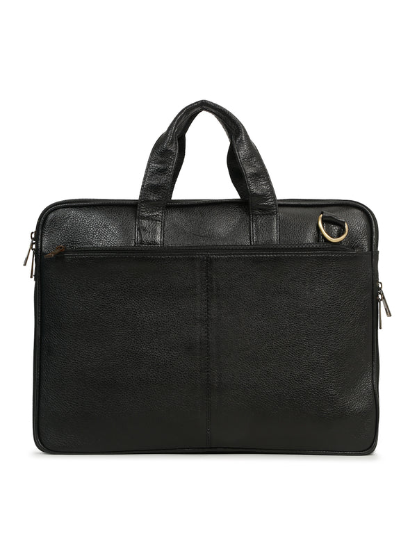 Unisex Black Leather taxtured laptop Bag - Image 5
