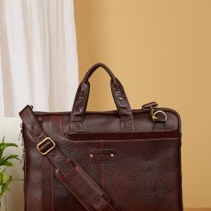 Unisex Brown Leather taxtured laptop Bag