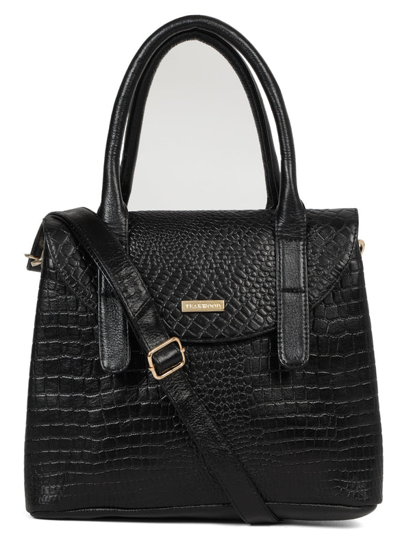 women's Croco Leather Structured Handbag - Image 5