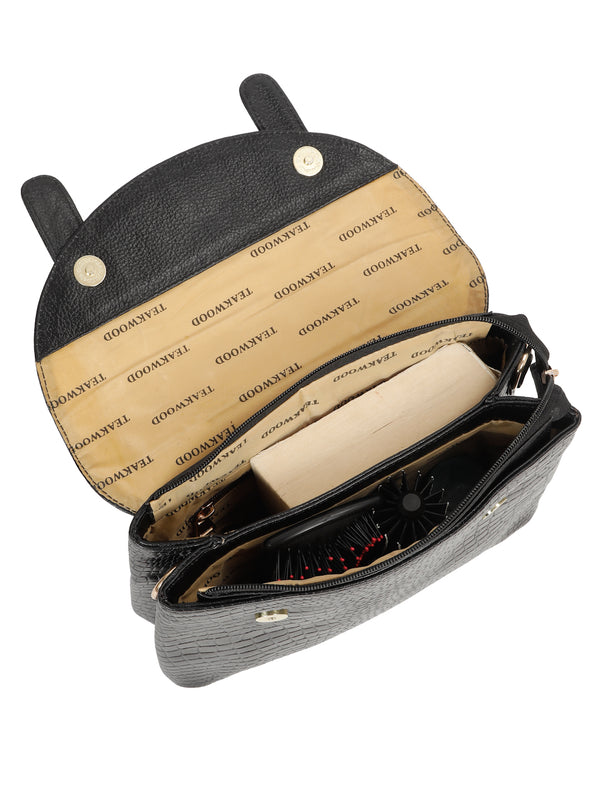 women's Croco Leather Structured Handbag - Image 4