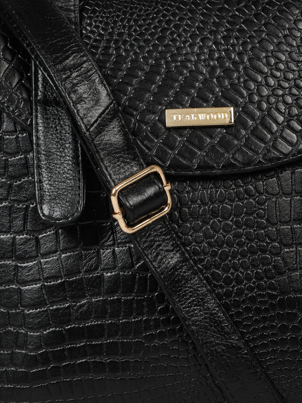 women's Croco Leather Structured Handbag - Image 2