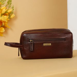 Unisex Leather Travel Toiletry Kit