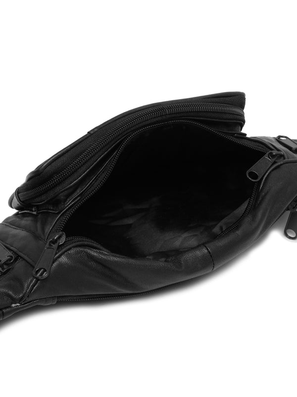 Teakwood Genuine Leather Black Waist Pouch - Image 5