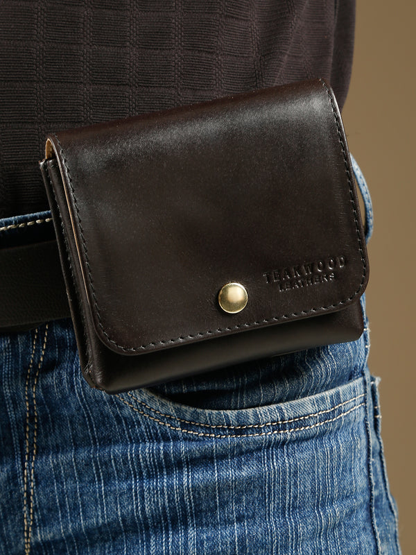 Brown leather waist bag