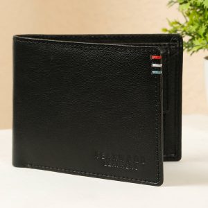 Men's Leather Wallet with Multi-Color Stitch Detailing