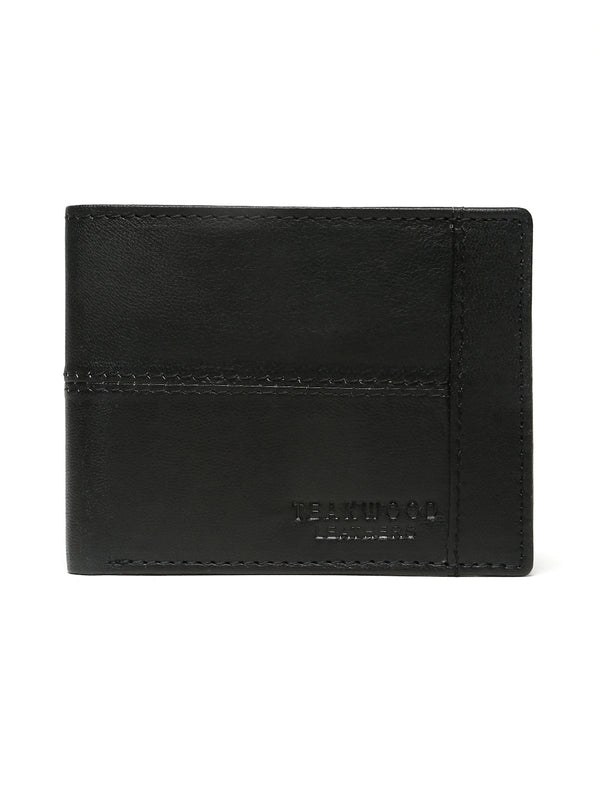Men’s Dual-Texture Paneling Bifold Leather Wallet - Image 3