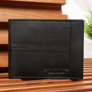 Men’s Dual-Texture Paneling Bifold Leather Wallet