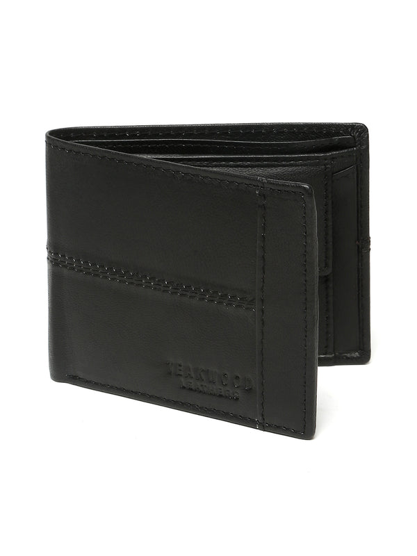 Men’s Dual-Texture Paneling Bifold Leather Wallet - Image 2