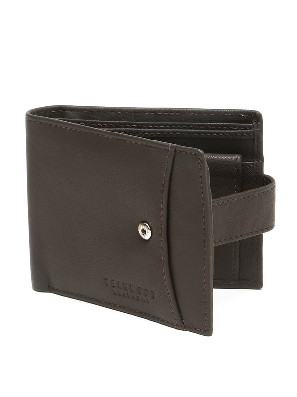 Men's Leather Bi-Fold Wallet with Snap Button Closure - Image 2