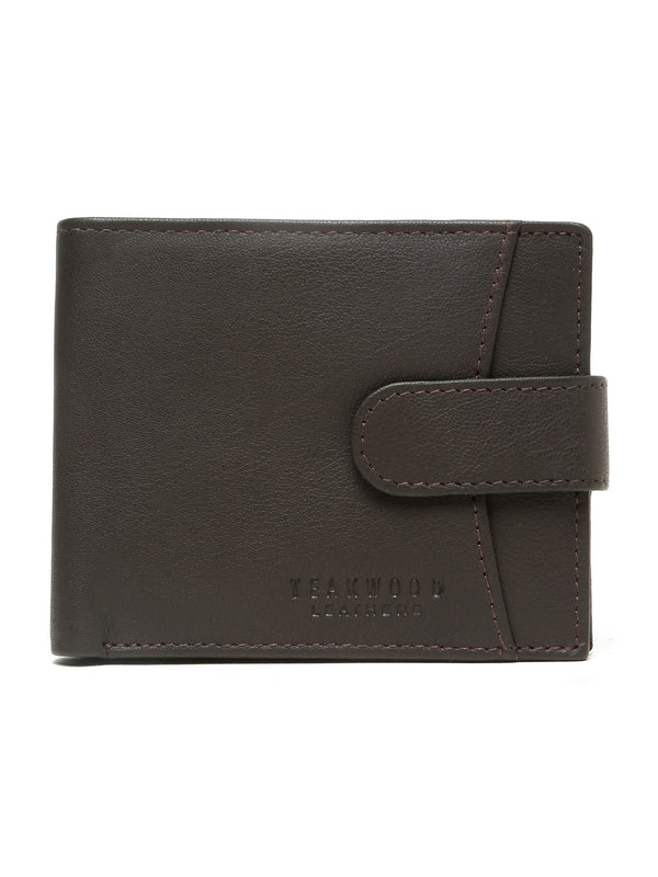 Men's Leather Bi-Fold Wallet with Snap Button Closure - Image 4