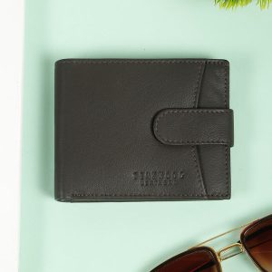 Men's  Leather Bi-Fold Wallet with Snap Button Closure