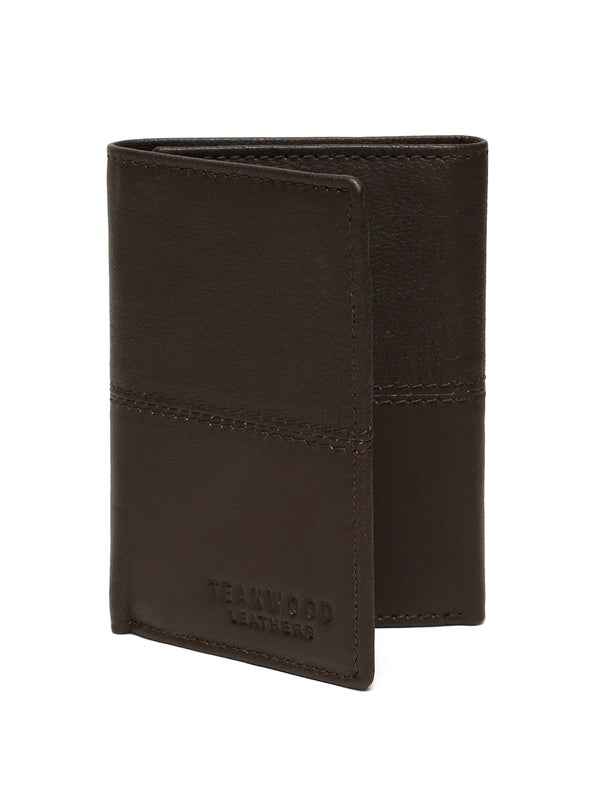 Men’s Brown Leather Tri-Fold Wallet - Image 2
