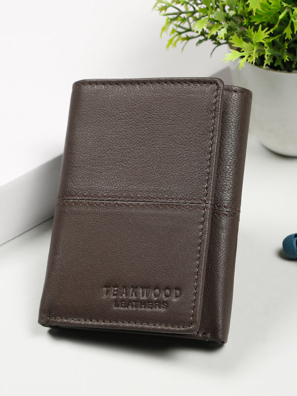 Men’s Brown Leather Tri-Fold Wallet