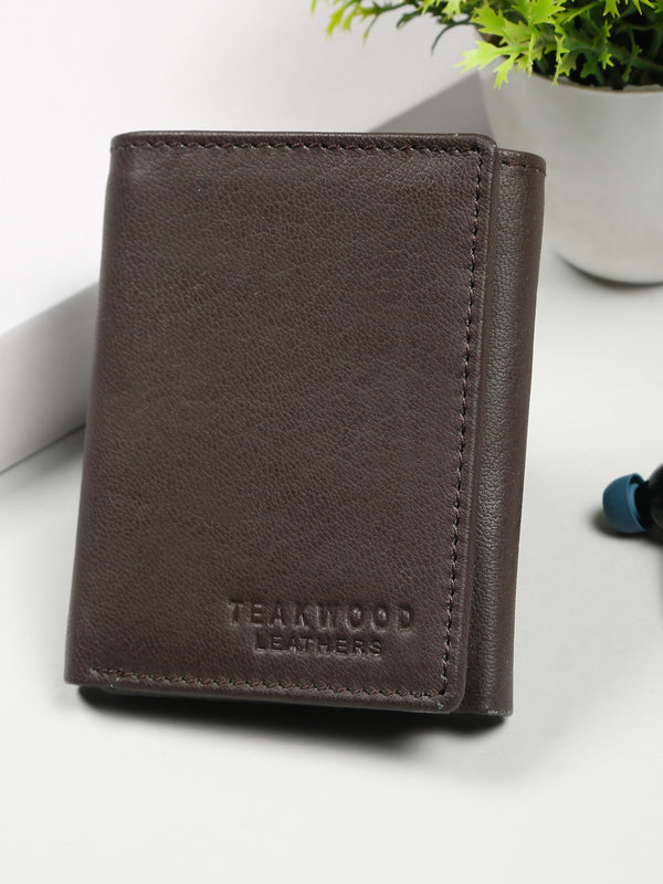 Men’s Brown Leather Tri-Fold Wallet