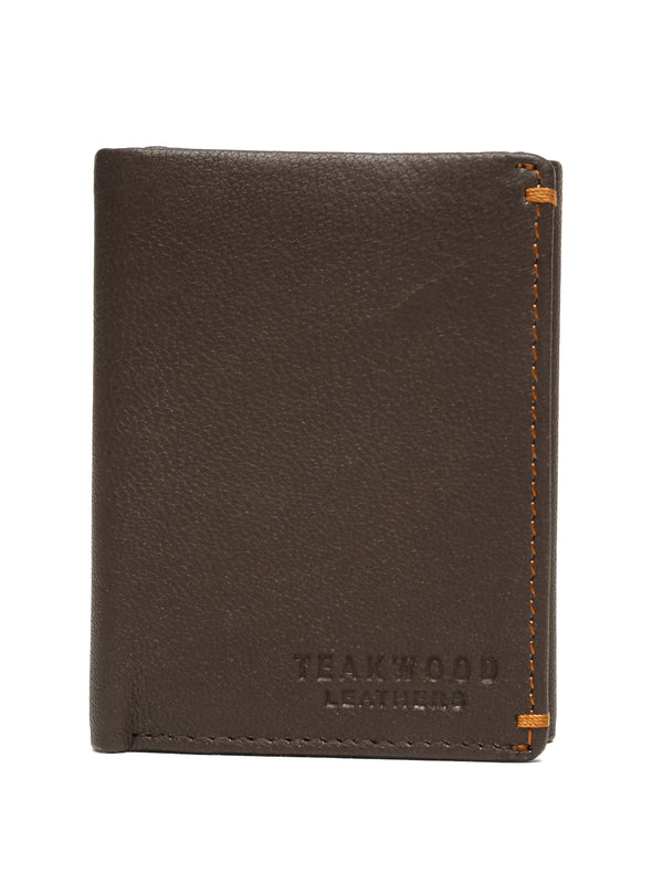 Men’s Brown Leather Tri-Fold Wallet - Image 5