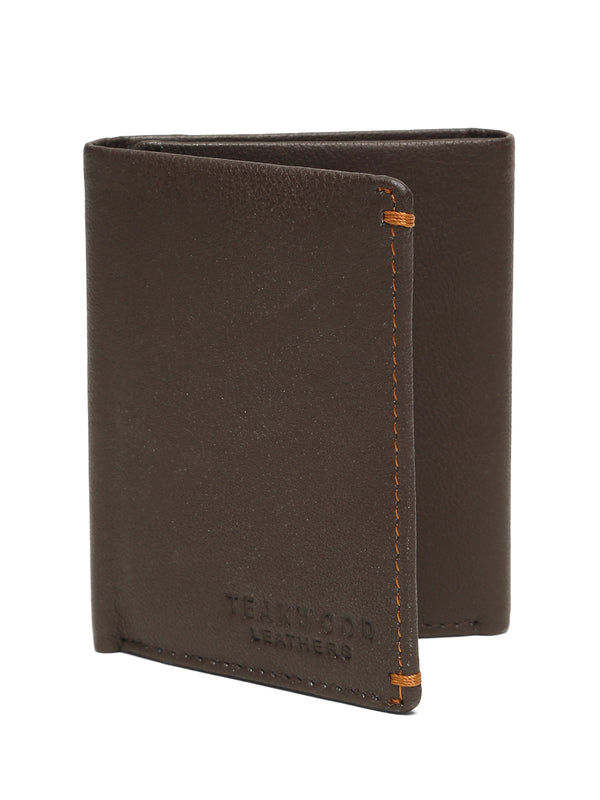 Men’s Brown Leather Tri-Fold Wallet - Image 2
