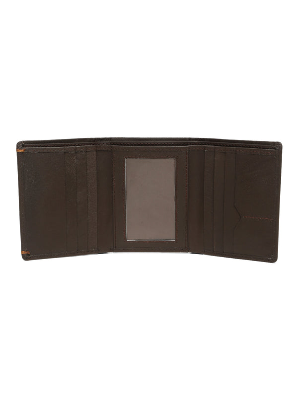 Men’s Brown Leather Tri-Fold Wallet - Image 3
