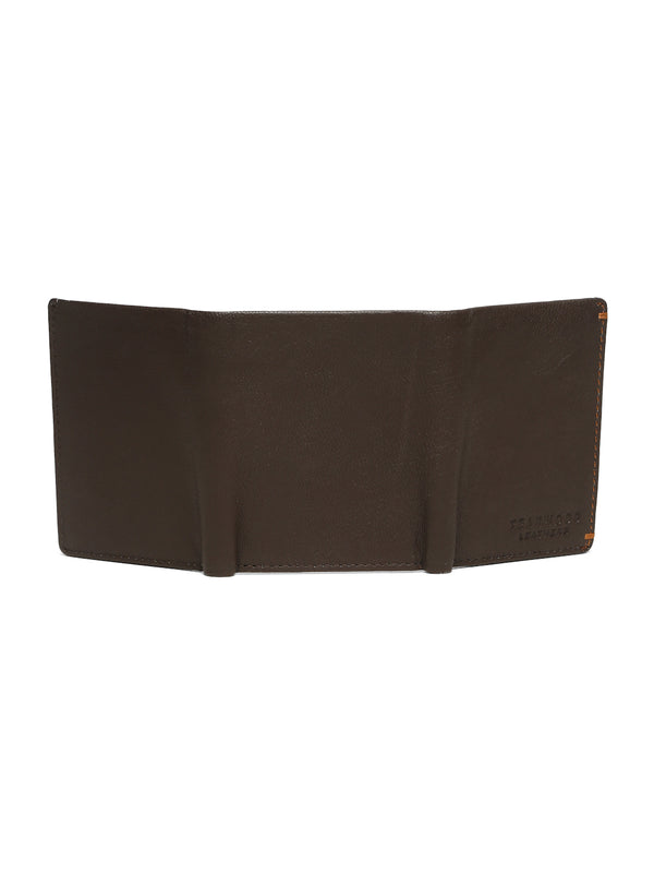 Men’s Brown Leather Tri-Fold Wallet - Image 4