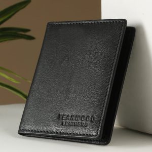 Leather Men Black Bi-fold wallet