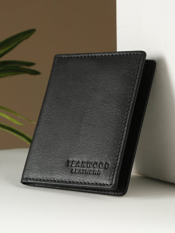 Leather Men Black Bi-fold wallet