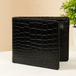 Men's Croco Texture Leather Bi-Fold Wallet