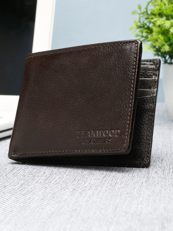 Leather Men Brown Bi-fold wallet