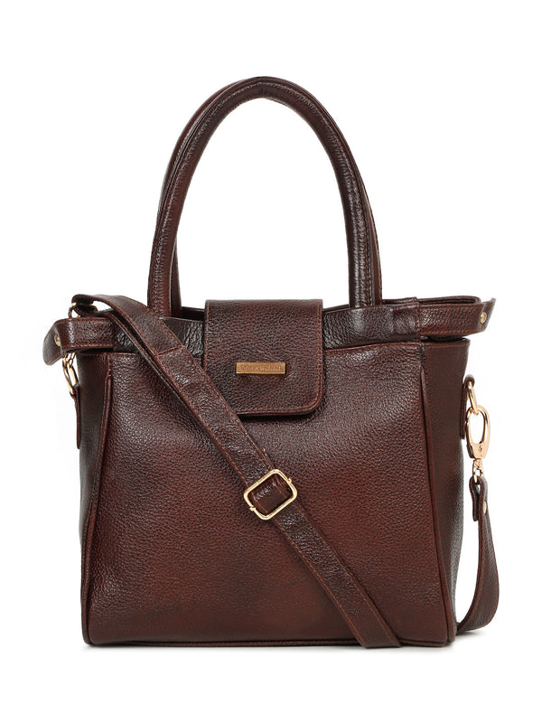 Women's Textured Leather Handheld Bag - Image 5
