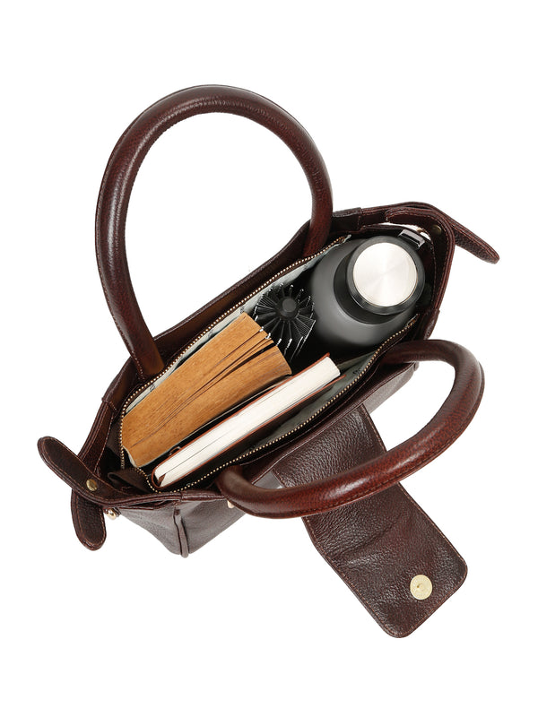 Women's Textured Leather Handheld Bag - Image 3