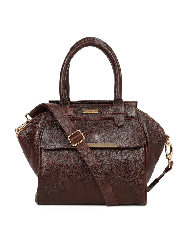 Women's Classy Textured Leather Handheld Bag - Image 2