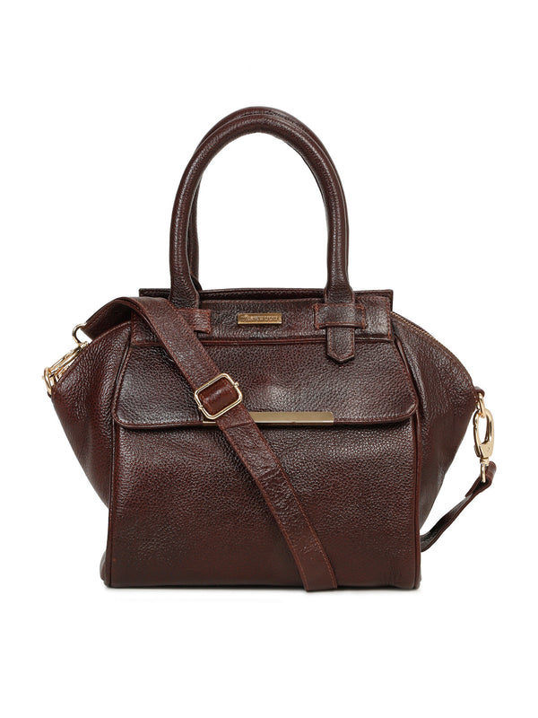 Women's Classy Textured Leather Handheld Bag - Image 5