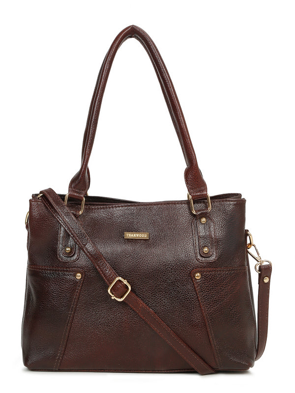 Women's Textured Leather Handheld Bag - Image 2