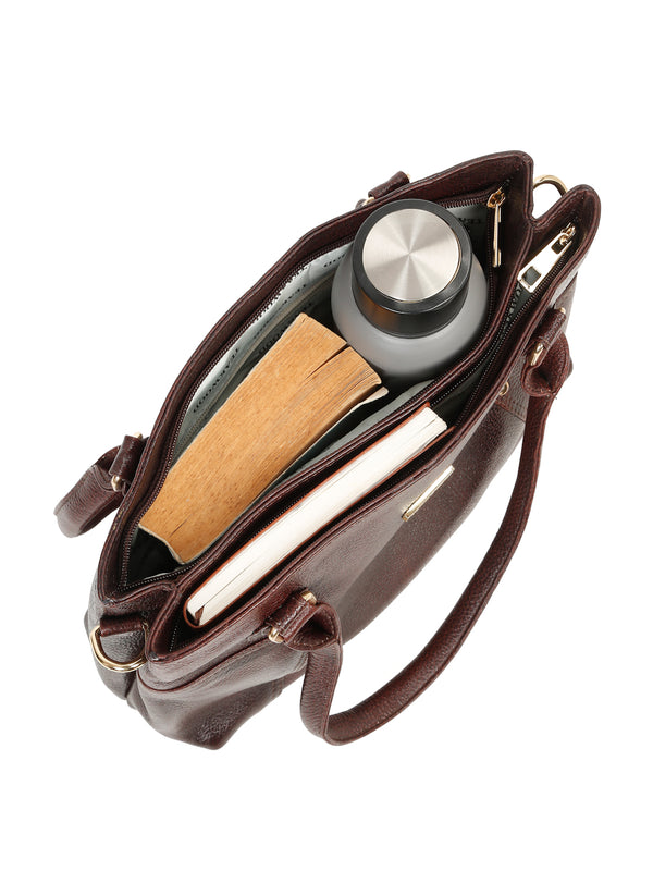 Women's Textured Leather Handheld Bag - Image 4