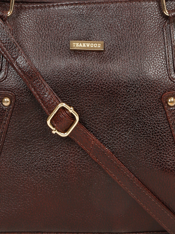 Women's Textured Leather Handheld Bag - Image 3