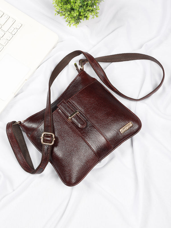 Teakwood Women's Solid Brown Sling Bag